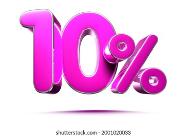 Pink 10 Percent 3d illustration Sign on White Background, Special Offer 10% Discount Tag, Sale Up to 10 Percent Off,share 10 percent,10% off storewide.With clipping path.
