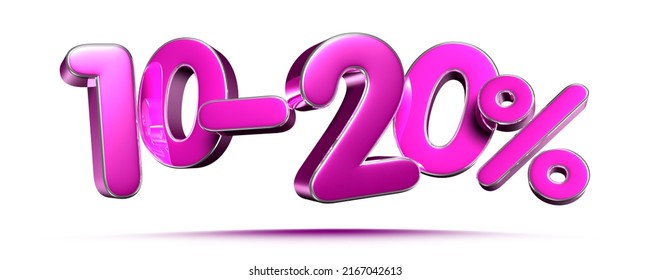 Pink 10-20 Percent 3d illustration Sign on White Background, Special Offer 10-20% Discount Tag, Sale Up to 10-20 Percent Off,share 10-20 percent,10-20% off storewide. have work path.