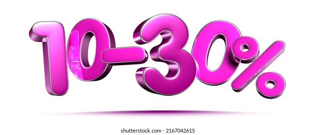 Pink 10-30 Percent 3d illustration Sign on White Background, Special Offer 10-30% Discount Tag, Sale Up to 10-30 Percent Off,share 10-30 percent,10-30% off storewide. have work path.