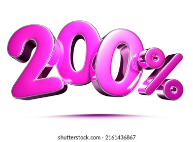 Pink 200 Percent 3d illustration Sign on White Background, Special Offer 200% Discount Tag, Sale Up to 200 Percent Off,share 200 percent,200% off storewide. have work path.