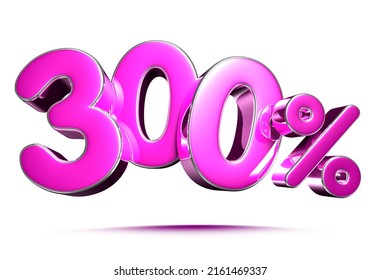 Pink 300 Percent 3d illustration Sign on White Background, Special Offer 300% Discount Tag, Sale Up to 300 Percent Off,share 300 percent,300% off storewide. have work path.
