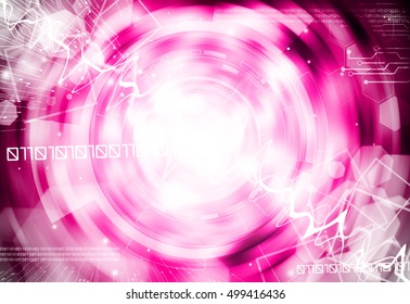 Pink Abstract technology digital hi-tech on circle radial background/texture. Copy space.  Digital technology concept 