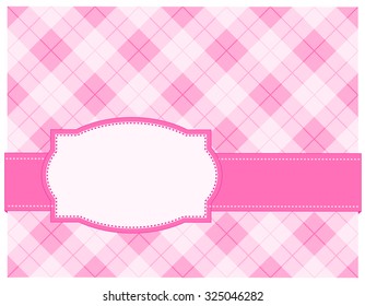 Pink argyle / harlequin background with frame and ribbon. specially for baby themed / mother's day or any occasion greeting cards - Powered by Shutterstock