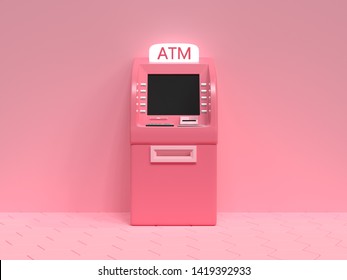 pink ATM machine business technology concept 3d render abstract cartoon style