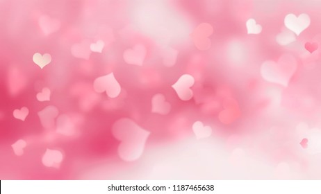 
Pink background with hearts blurred