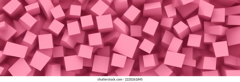 Pink Background made with Cubes 3D Illustration