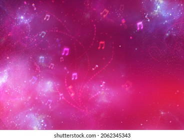 Pink Background with Musical Notes