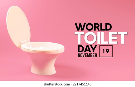 pink background for World toilet day concept. Proper Sanitation and clean environment creative 3d illustration design. November 19. Clean and Hygienic bathroom - Powered by Shutterstock