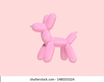 Pink balloon dog isolated on white including. 3D rendering.Balloon in the form of a dog.