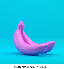 Pink Banana On A Blue Background, 3d Illustration 