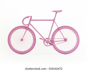 Pink Bicycle 3D Rendering Isolated On White