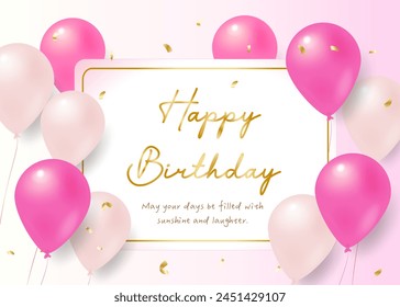 PINK Birthday celebration Elegant golden balloon card banner template birthday card with balloons - Powered by Shutterstock