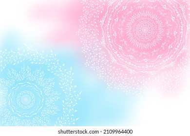 
Pink Blue Background. Mandala On Pink Blue. Yoga Background