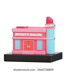 Pink and blue building with lipstick suitable for beauty and fashion concepts, makeup or cosmetics advertisements, feminine branding materials. - Powered by Shutterstock