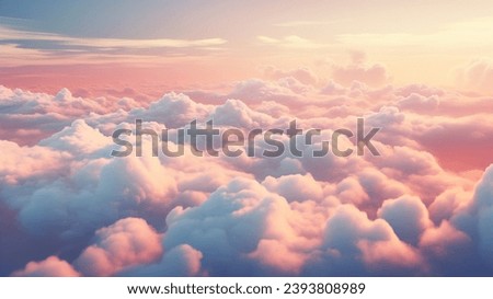 Pink blue clouds at sunset, cloudy air, flying in the sky, landscape sky at dawn. 3d render