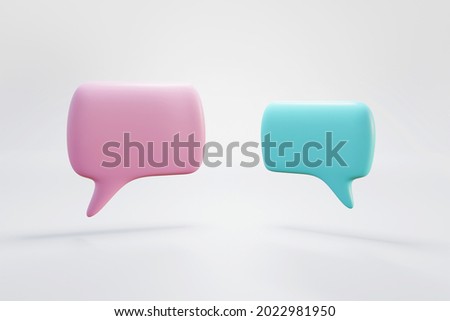 Pink and blue colored dialog bubble isolated on white background. 3D illustration