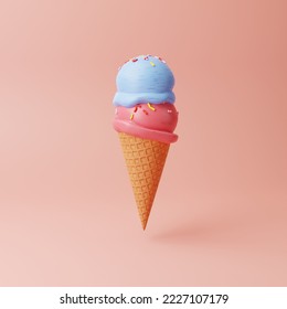 helado rosa y azul