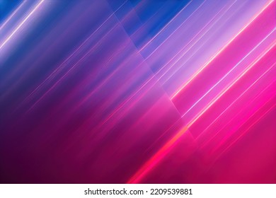 Pink And Blue Neon Line Background. Futuristic Glowing Laser Rays Movement With Gradient And Selective Focus. Electric Luminosity Abstract Background. Technology Space Blurred Motion Pattern