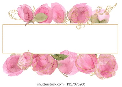 Pink Blush Watercolor. Tender Flowers, Buds, Petals, Leaves On Transparent Background. Rose Spring And Summer Floral Set. Peony