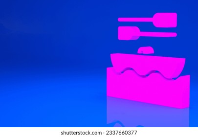 Pink Boat with oars icon isolated on blue background. Water sports, extreme sports, holiday, vacation, team building. Minimalism concept. 3d illustration. 3D render.. - Powered by Shutterstock