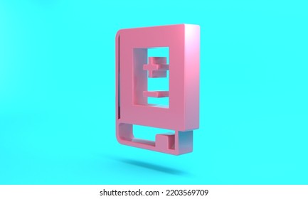 Pink Book With Mathematics Icon Isolated On Turquoise Blue Background. Math Book. Education Concept About Back To School. Minimalism Concept. 3D Render Illustration.