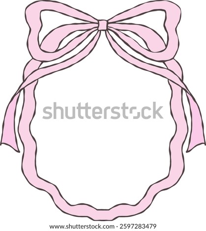 Pink Bow Crest Frame Hand Drawn Doodle