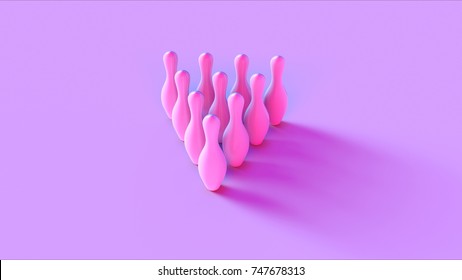 Pink Bowling Pins 3d Illustration 3d Rendering