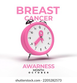 Pink Breast Cancer Ribbon - Time To Check Isolated Background 3d Rendering Illustration.