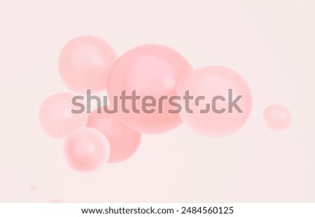 Pink bubbles floating in a simple space, 3D rendered abstract background of cosmetics and femcare concept