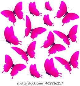 Pink Butterfliesisolated On White Stock Illustration 462336217 ...