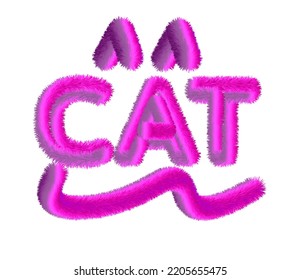 The Pink Cat Stencil Has A Texture Like A Cat's Fur.