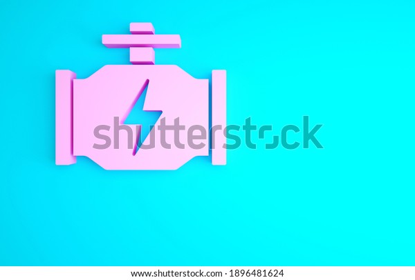 Pink Check engine icon\
isolated on blue background. Minimalism concept. 3d illustration 3D\
render.