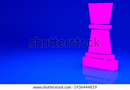 Pink Chess icon isolated on blue background. Business strategy. Game, management, finance. Minimalism concept. 3d illustration 3D render.