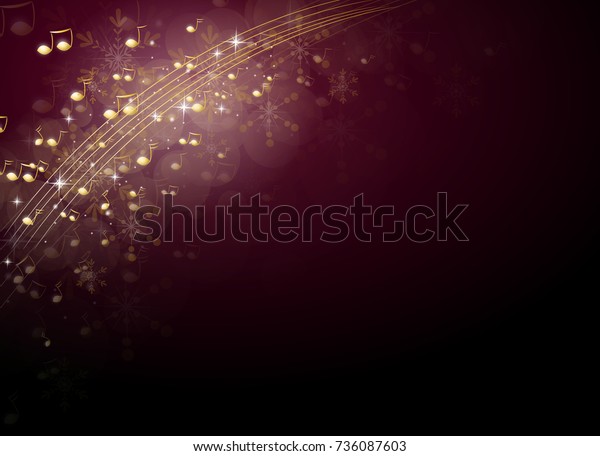 Pink Christmas Background Decorated Golden Music Stock Illustration ...
