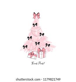 Pink Christmas Tree Card