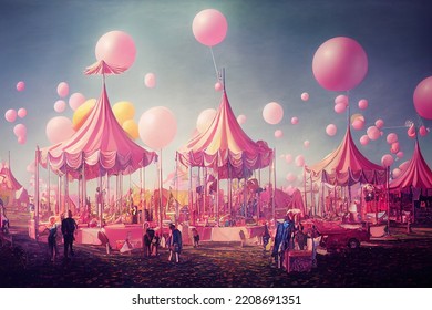 Pink Circus County Fair Festival. 3d Illustration