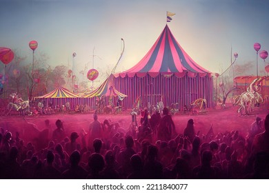 Pink Circus County Fair Festival. 3d Illustration