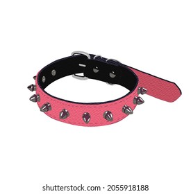 Pink Collar With Spikes. Dog Collar