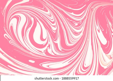 Pink Colorful Liquid Waves Ink Texture Background. Red Fluid Marble Pattern