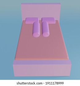 Pink Cot Mattress Pillow. Taken From Above. 3D Animation.