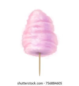 Pink Cotton Candy Icon. Realistic 3d Illustration