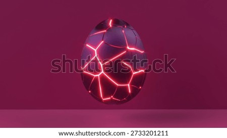 Pink cracks on egg shell pieces on dark red bg 3d render