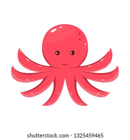 Pink Cute Octopus Isolated On White Stock Illustration 1325459465 ...