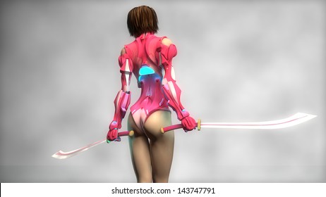 Pink Cyber Girl Warrior