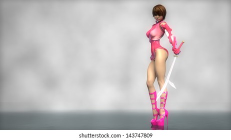 Pink Cyber Girl Warrior