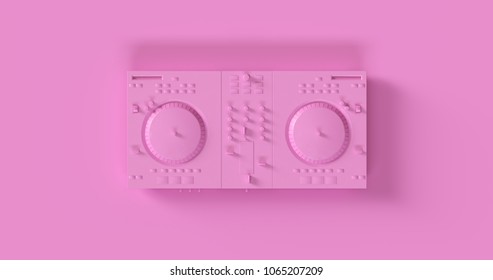 Pink  DJ Decks 3d Illustration	