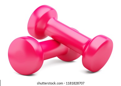 pink dumbbells isolated on white background. 3d illustration - Powered by Shutterstock