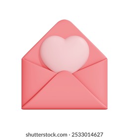 Pink envelope containing a white heart, symbolizing love, romance, and emotional messages. 3D render illustration - Powered by Shutterstock