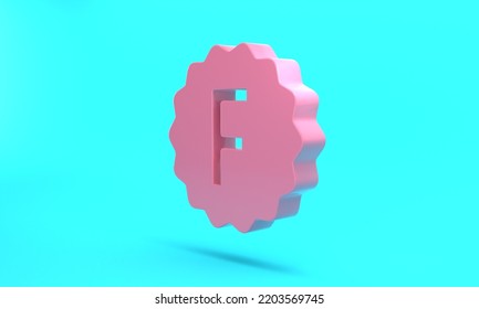 Pink Exam Paper With Incorrect Answers Survey Icon Isolated On Turquoise Blue Background. Bad Mark Of Test Results. Minimalism Concept. 3D Render Illustration.