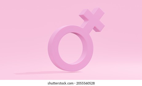 Pink Female Gender Symbol. Minimal Idea Concept, 3D Render.